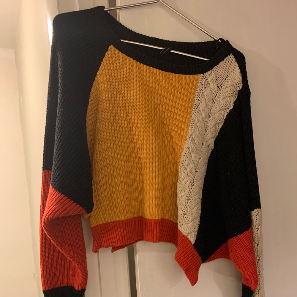 Color Block Cropped Sweater